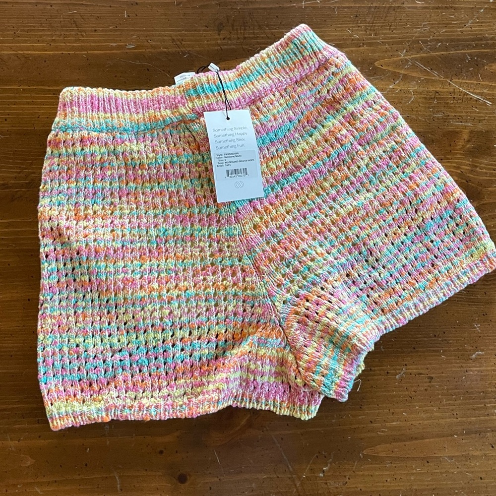 COPY - Something Navy Rainbow Multi-Colored Sweater Shorts
